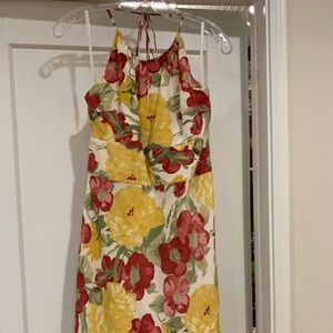 Ann Taylor LOFT halter dress, neck keyhole, silk-like